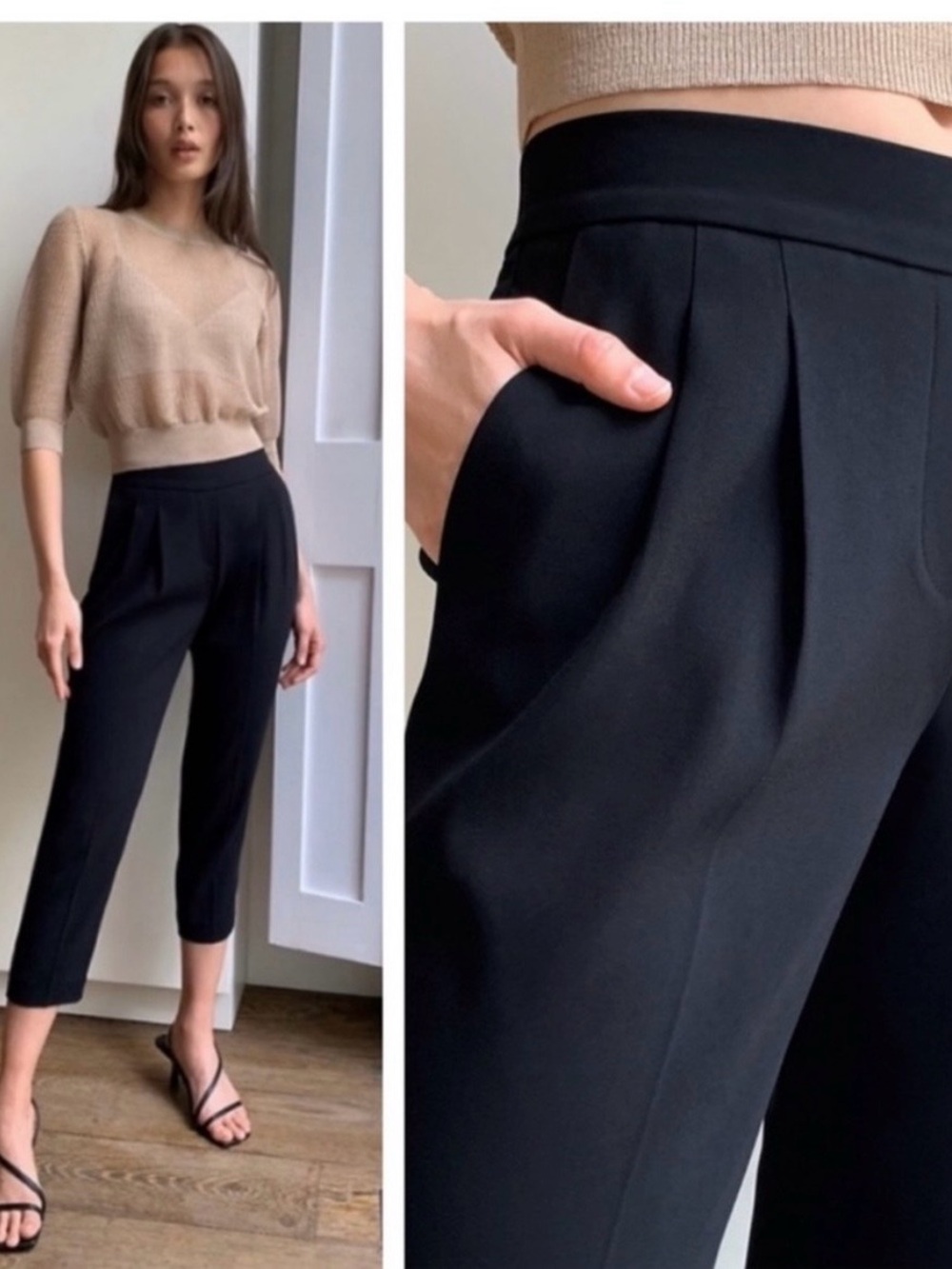 Aritzia Babaton  Black Cohen Pleat Front Pants size 8